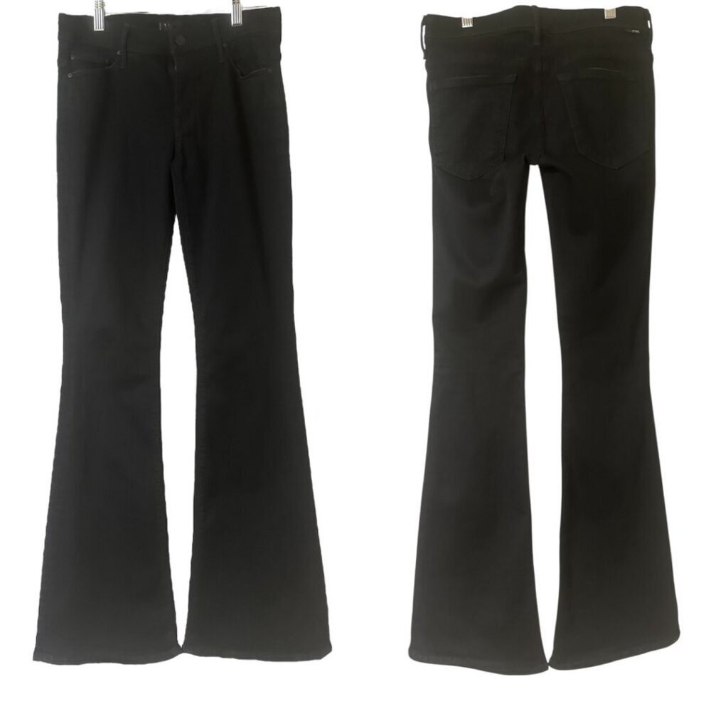 Mother The Cruiser Flare Jeans In Not Guilty Size 27 Stretch Black Denim - Picture 12 of 13